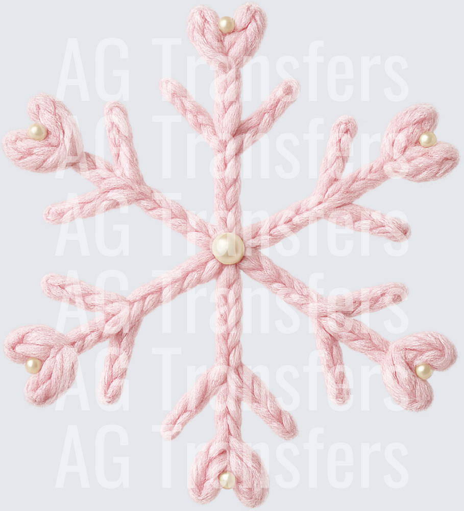 PINK SNOWFLAKE PEARL FAUX YARN