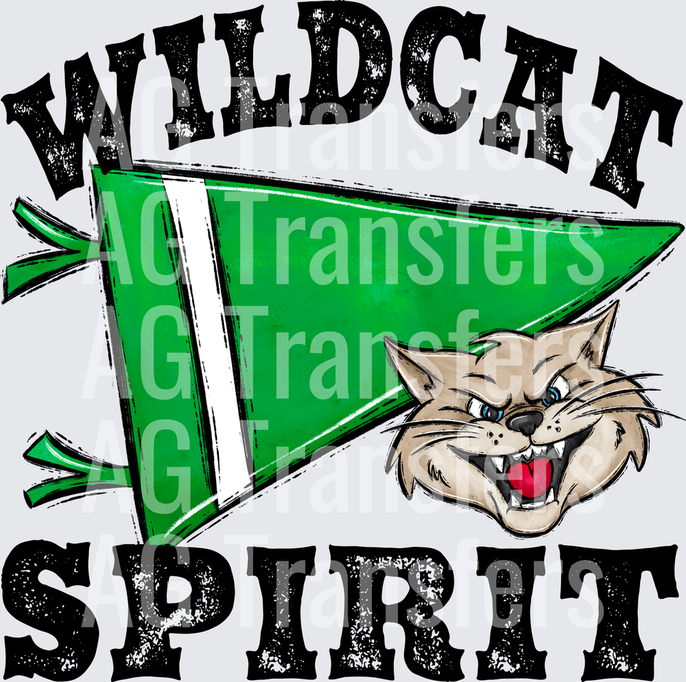 Pennant Mascots WILDCAT Spirit Green