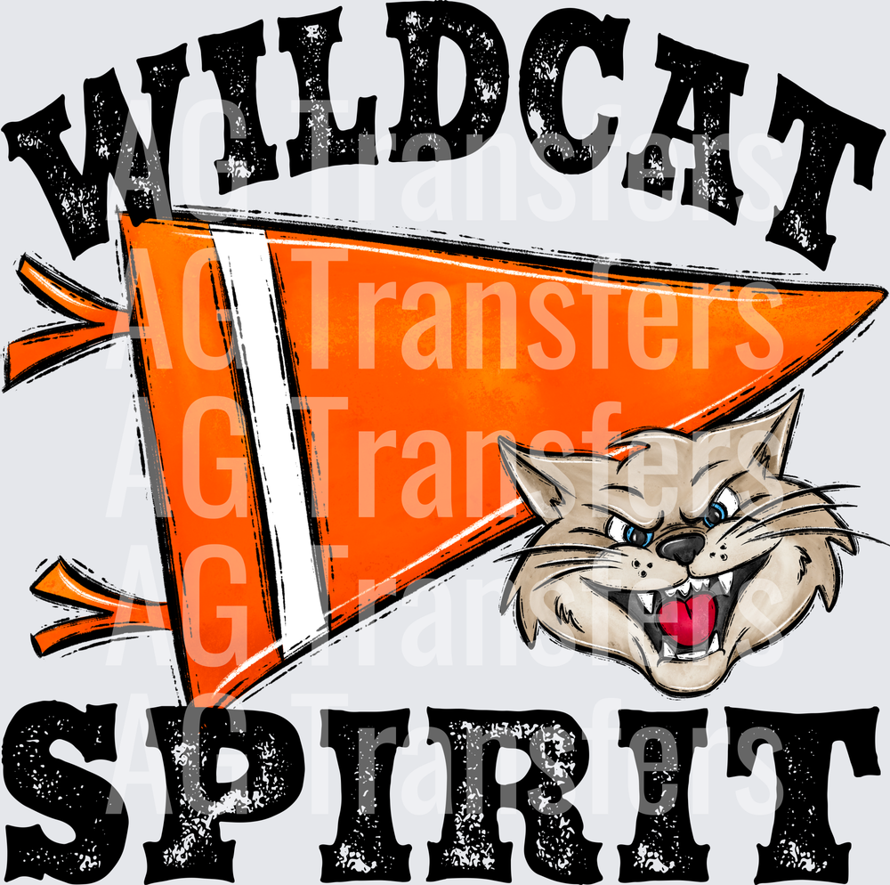 Pennant Mascots WILDCAT Spirit Orange