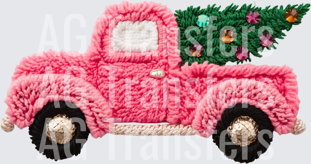 PINK CHRISTMAS TRUCK FAUX YARN