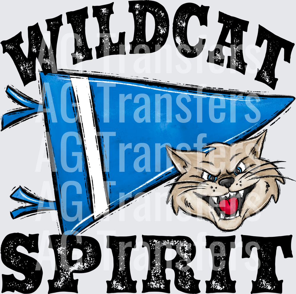 Pennant Mascots WILDCAT Spirit Bright Blue