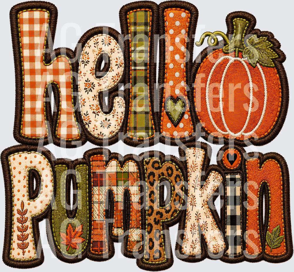 HELLO PUMPKIN FAUX EMBROIDERY