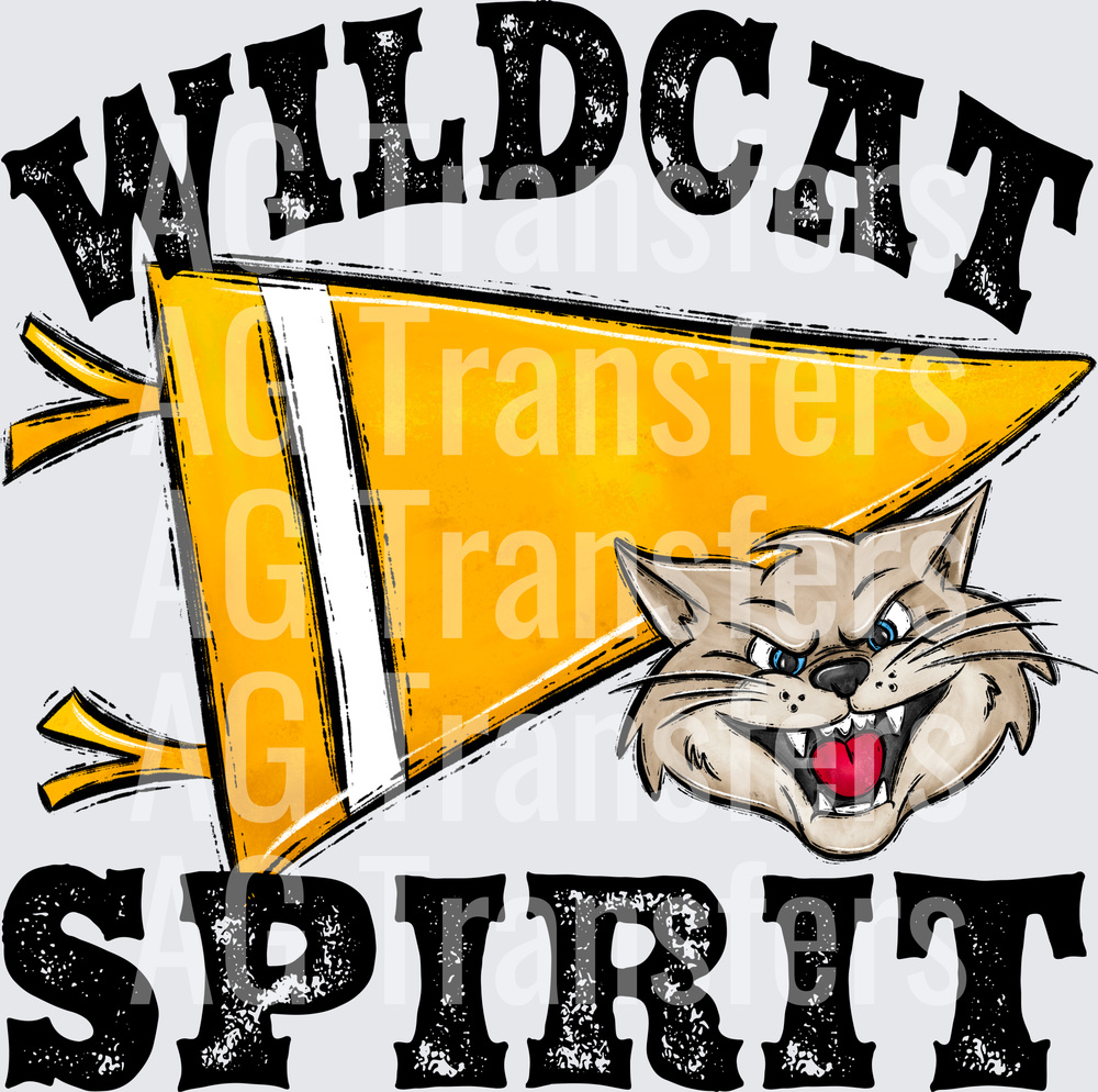 Pennant Mascots WILDCAT Spirit Yellow Gold