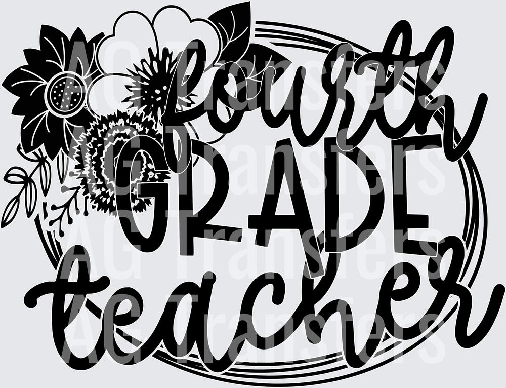 Teacher Floral Frame FOURTH GRADE TEACHER