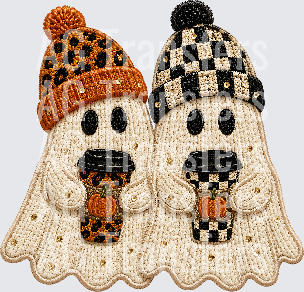 FALL GHOST FAUX EMBROIDERY