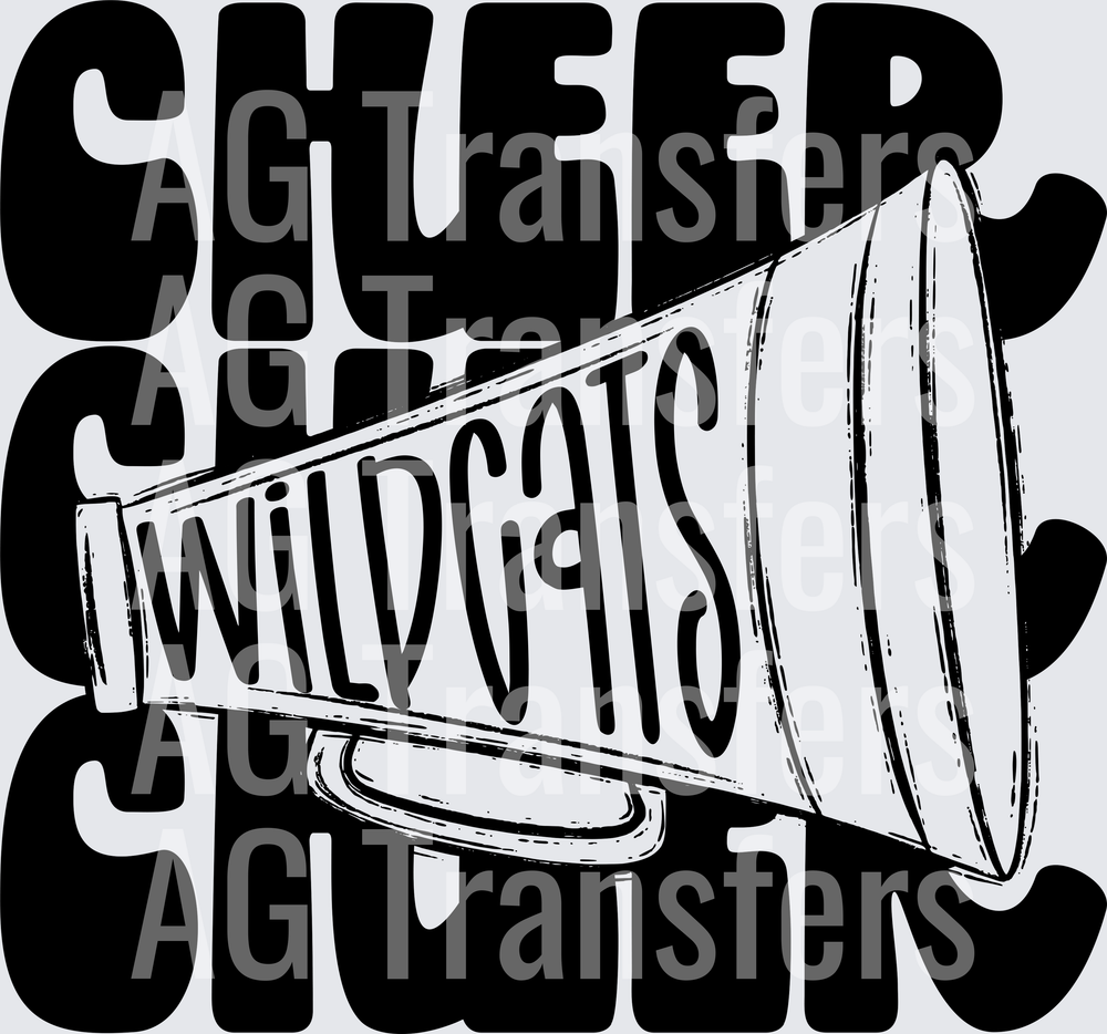 Stacked Mascots CHEER MEGAPHONE WILDCATS