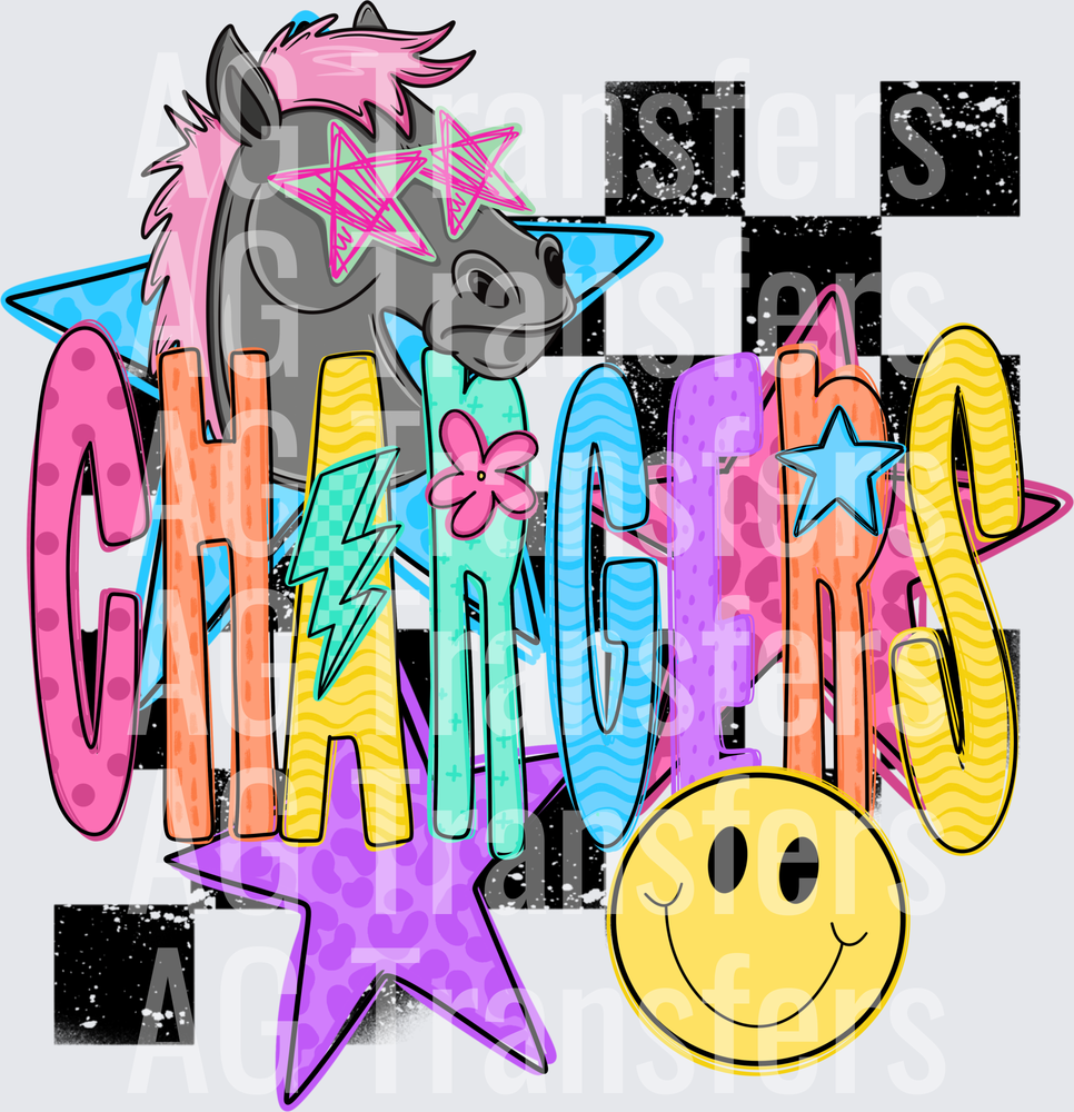 Checkered mascot chargers