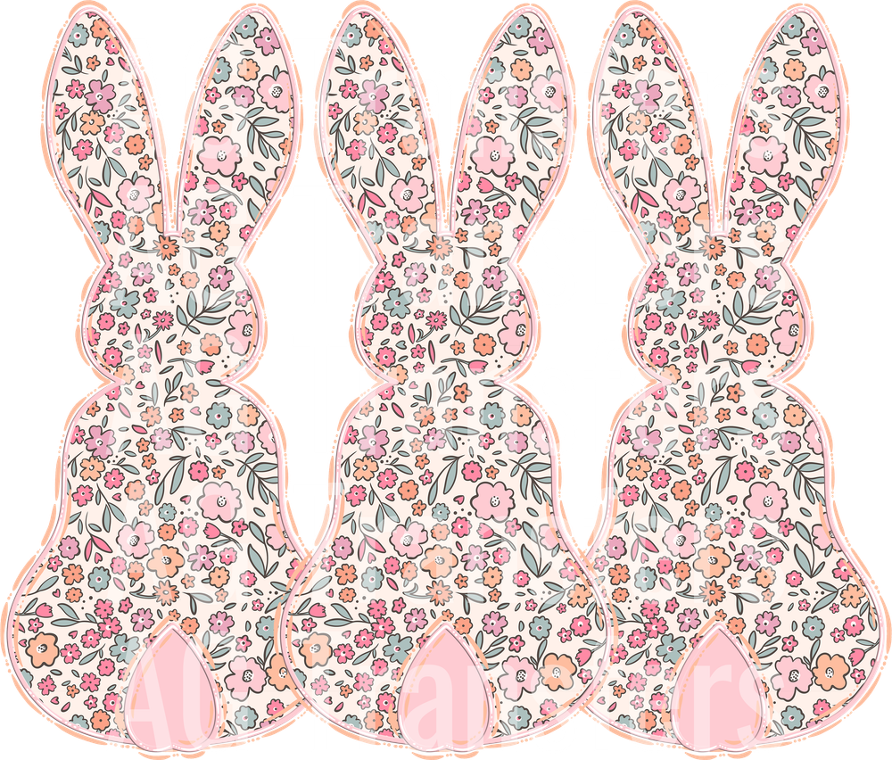 Pastel Floral Bunny Trio