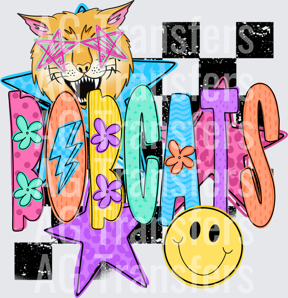 Checkered mascot bobcats