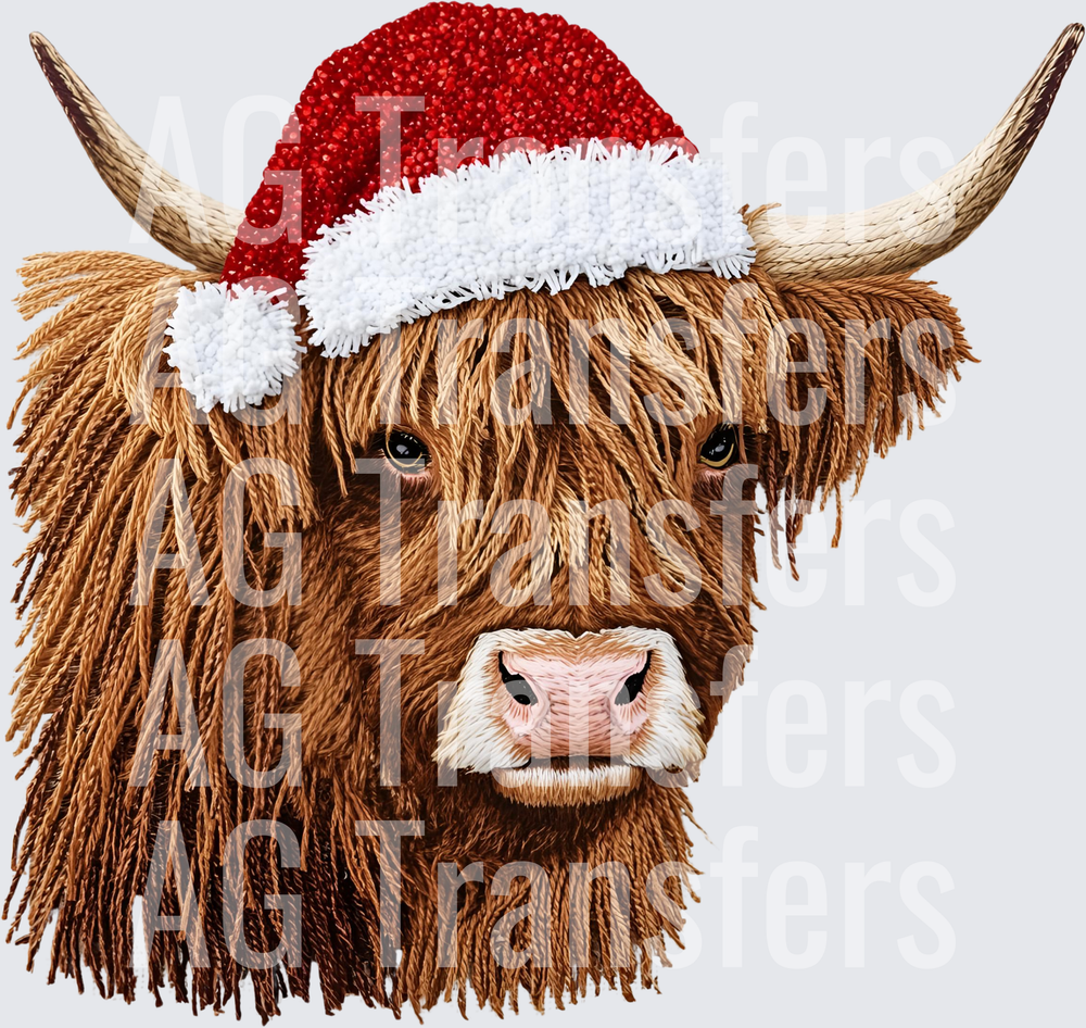 CHRISTMAS HIGHLAND COW FAUX YARN