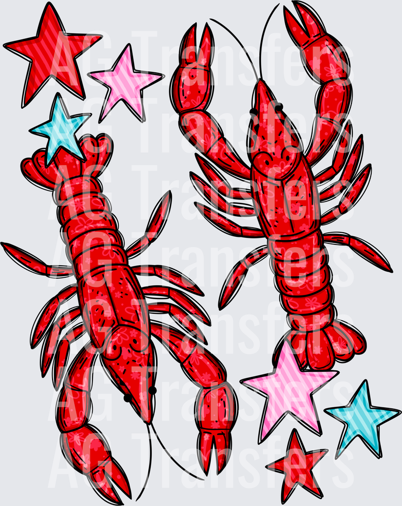 Red crawfish with stars