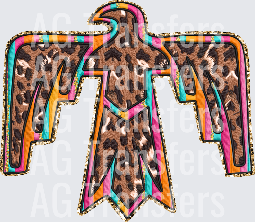 Faux embroidered western bird