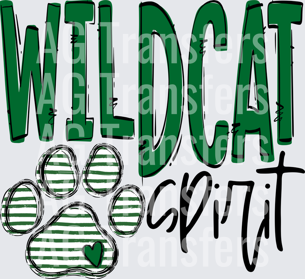 Team Go Spirit Wildcat Green Paw print Green stripe