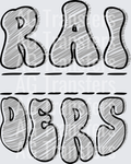 Sketch Mascot Names RAIDERS GRAY BLACK