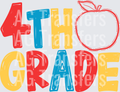 Back to School Apple Grade Level 4th COLOR