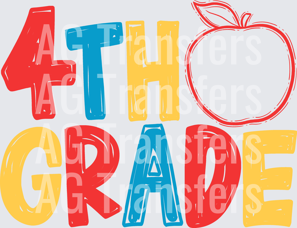 Back to School Apple Grade Level 4th COLOR