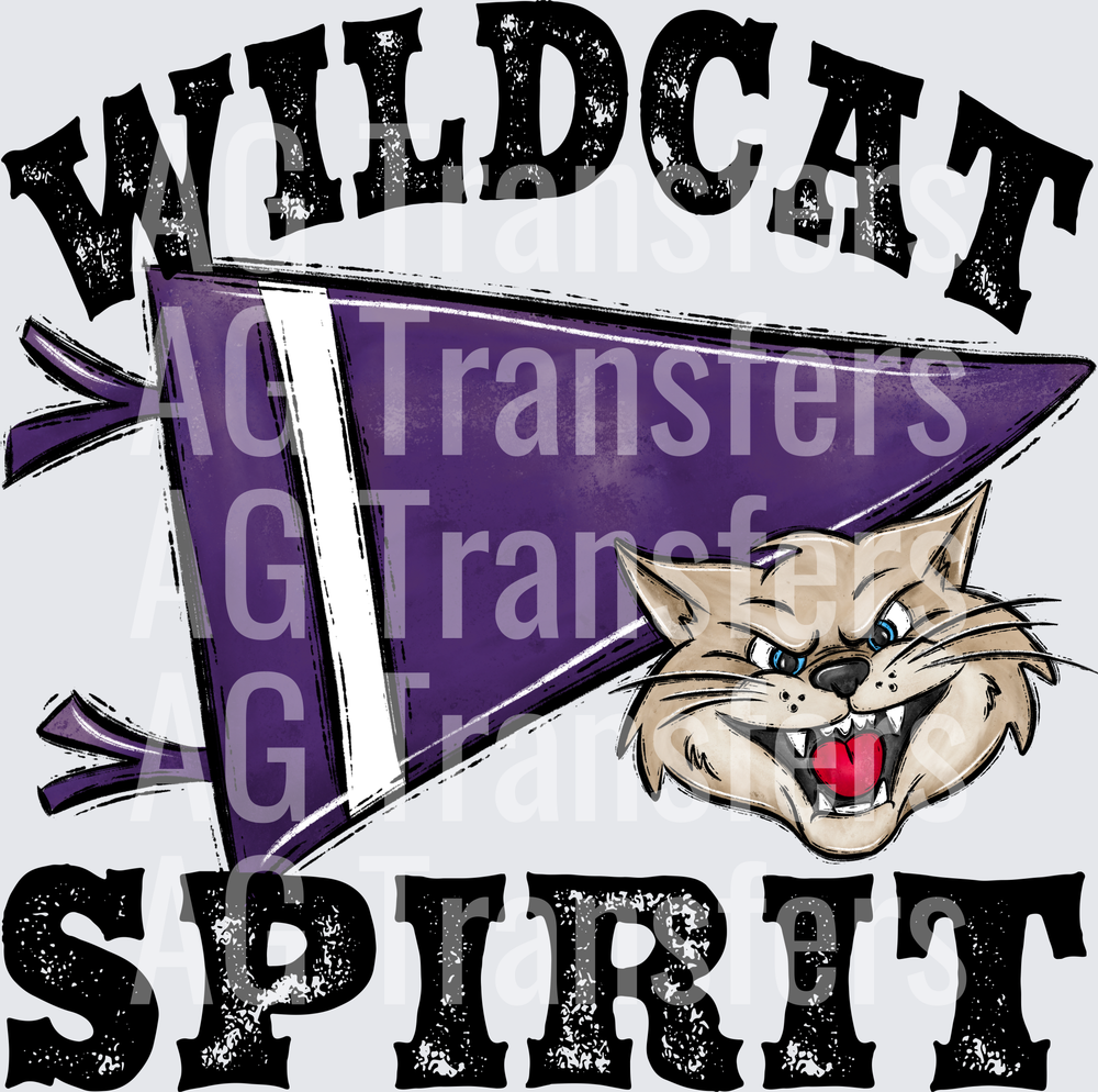 Pennant Mascots WILDCAT Spirit Purple