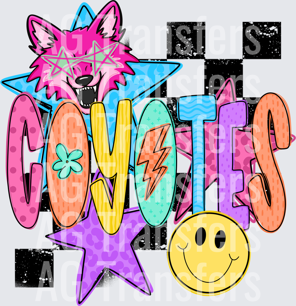 Checkered mascot coyotes