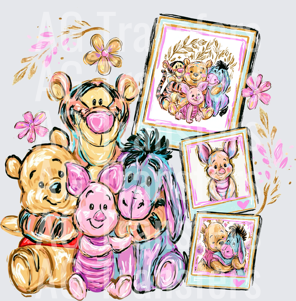 Pooh Friends Floral Polaroid Frames