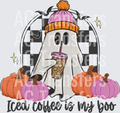Iced coffee is my boo faux embroidered