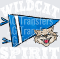 Pennant Mascots WILDCAT Spirit Bright Blue WHITE PRINT