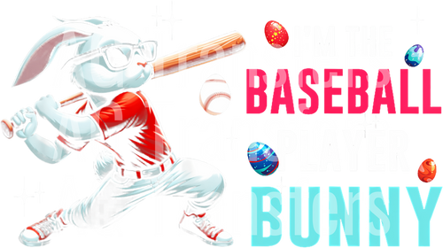 1 Bunny Playing Baseball Easter I_M The Baseball Player Bunny T-Shirt