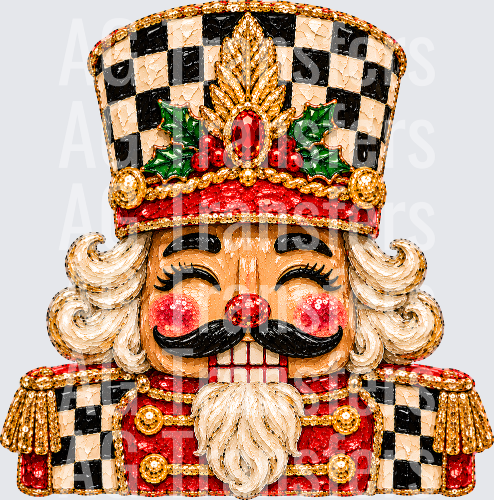 NUTCRACKER FAUX PAINTED CHECKERED