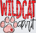 Team Go Spirit WILDCAT Paw Print Red Stripe RED