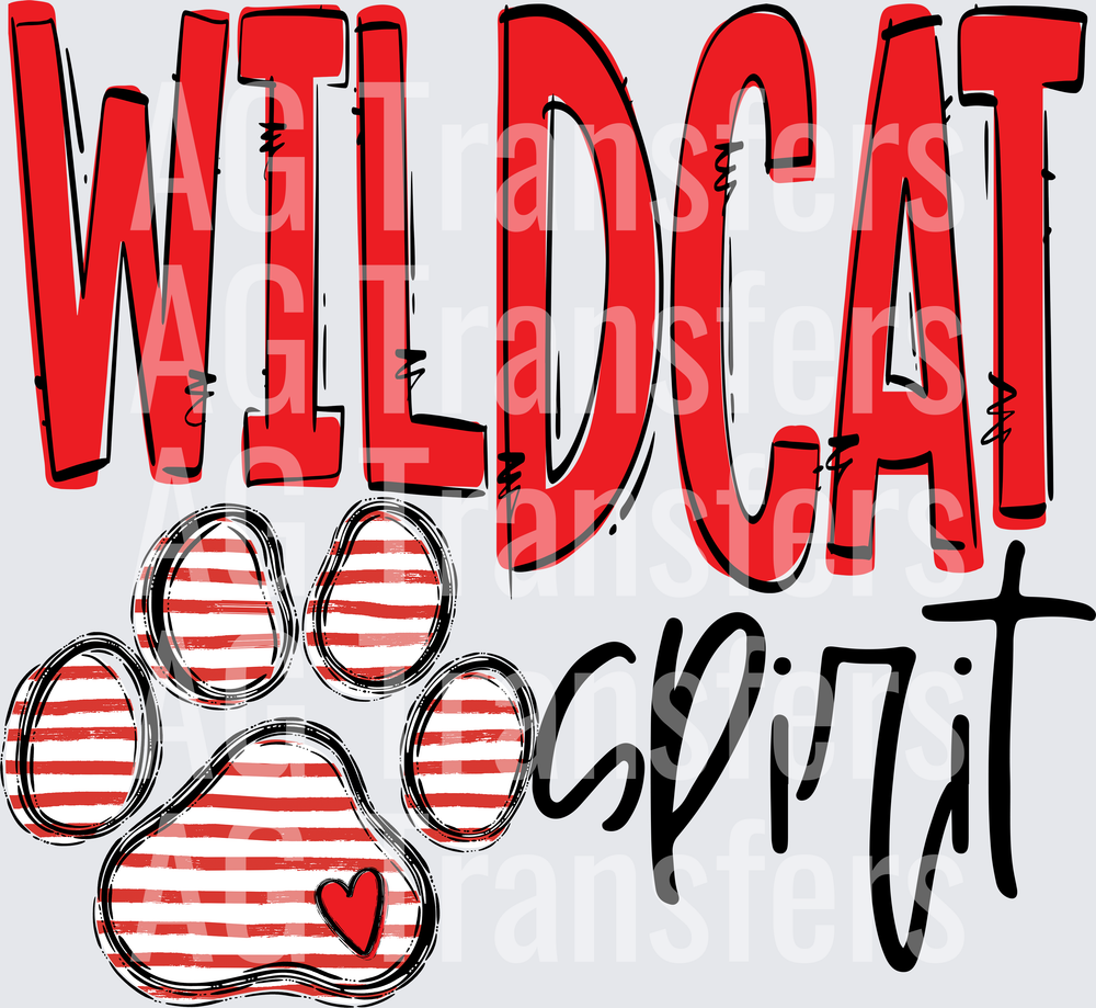 Team Go Spirit WILDCAT Paw Print Red Stripe RED