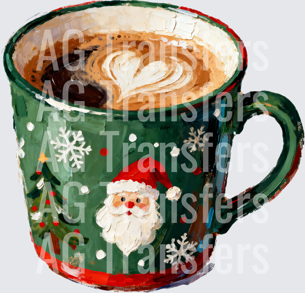 painted coffee mug with santa