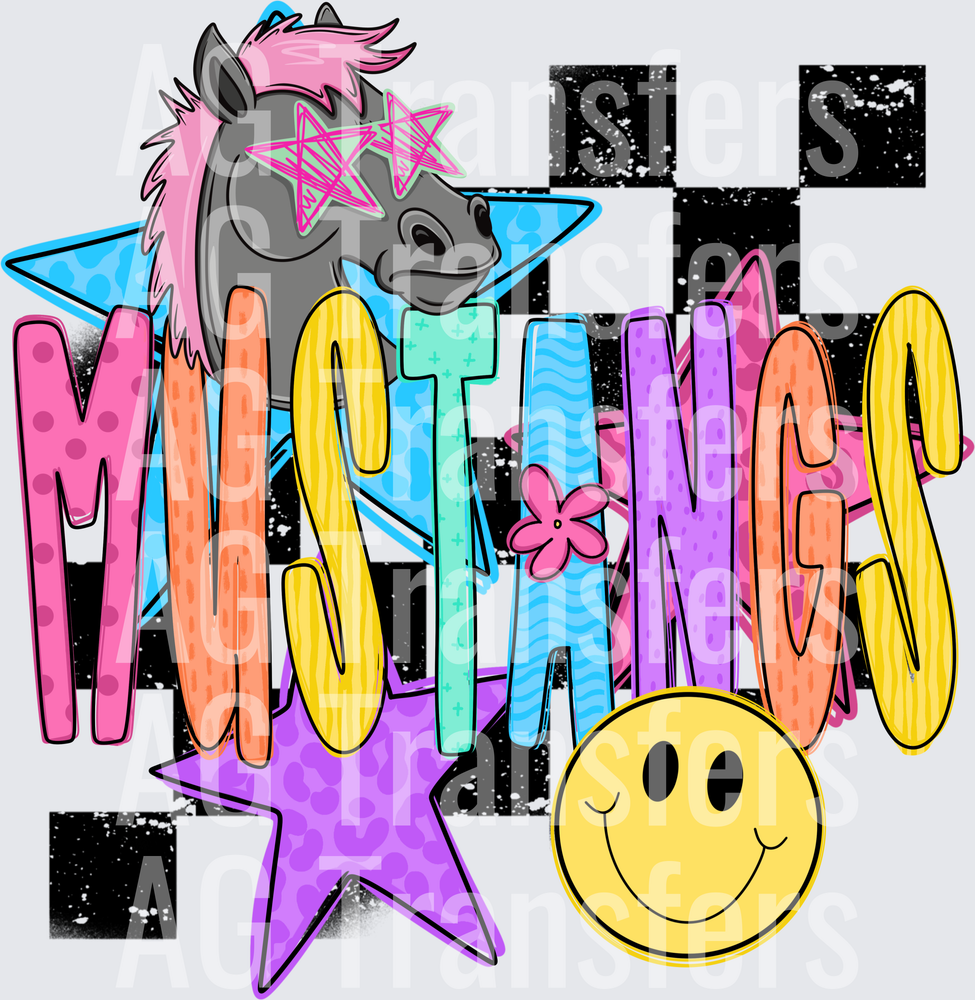 Checkered mascot mustangs