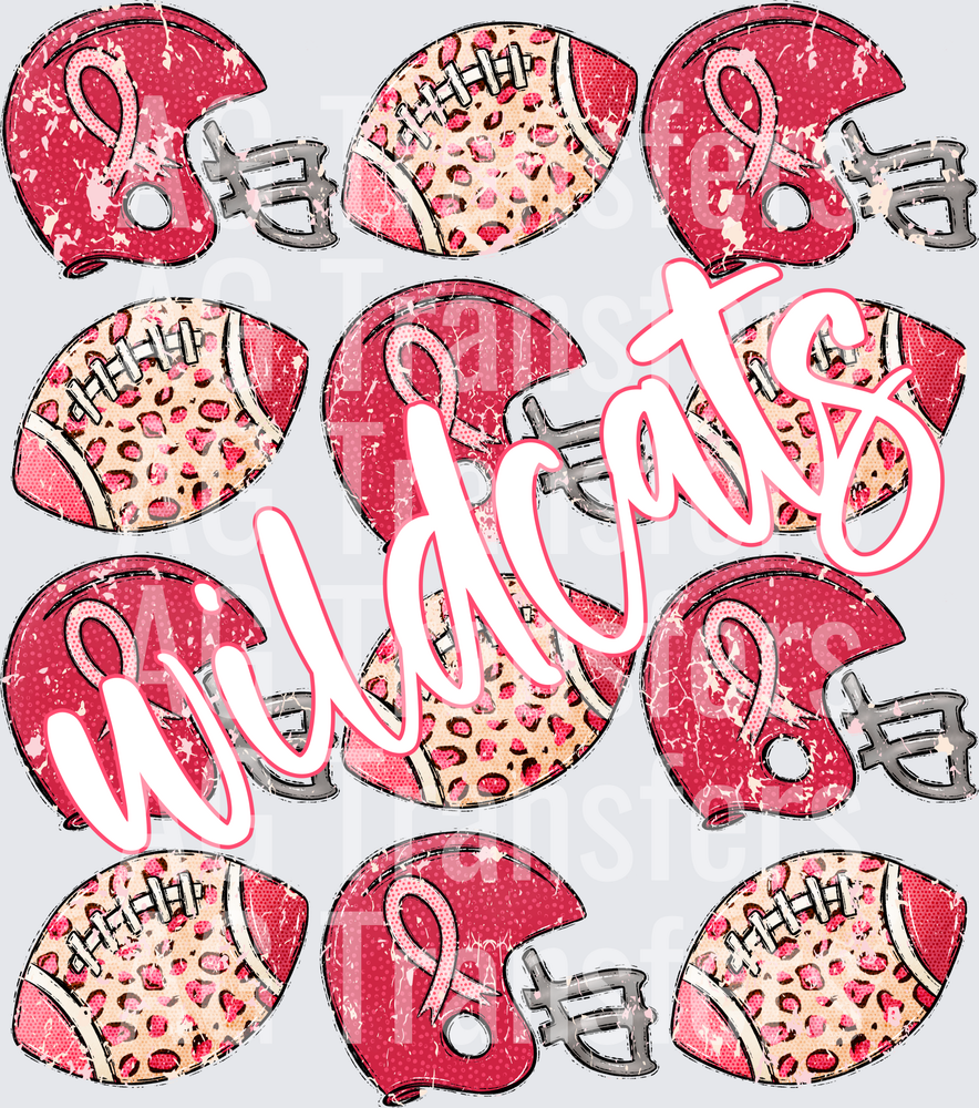 Pink Out Footballs and Helmets WILDCATS