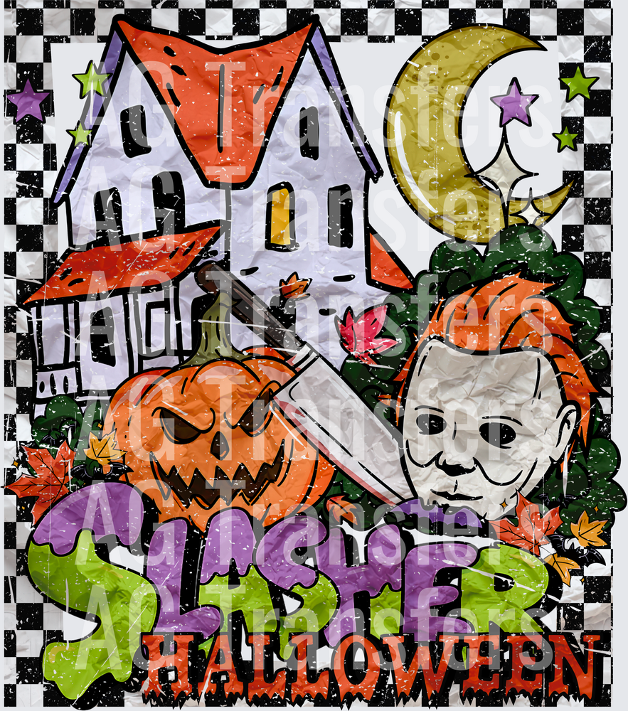Slasher Halloween distressed paper with border _
