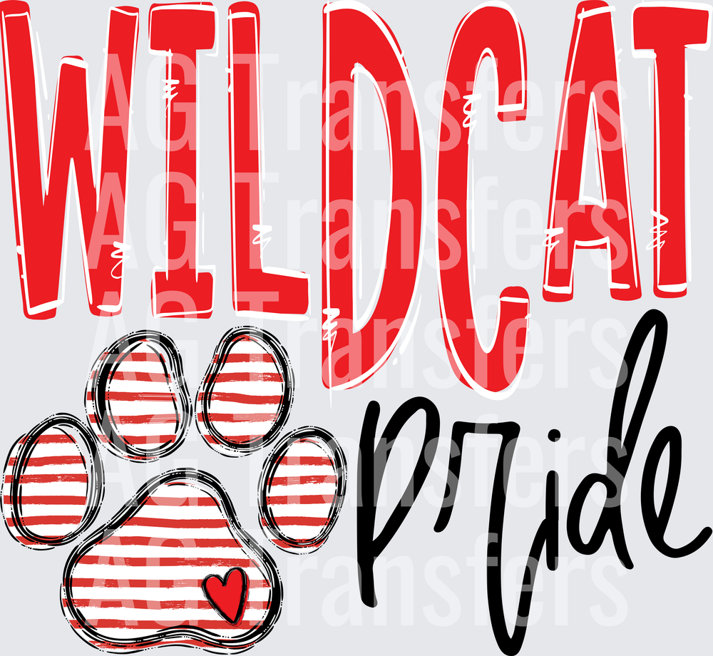 Team Go Spirit Wildcat Paw Print Red Stripe Red(1)