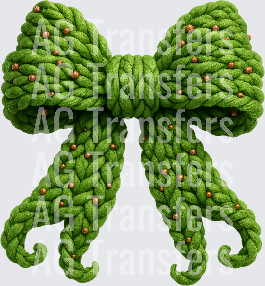 GREEN CHRISTMAS FAUX YARN BOW