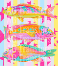 Three fish striped background