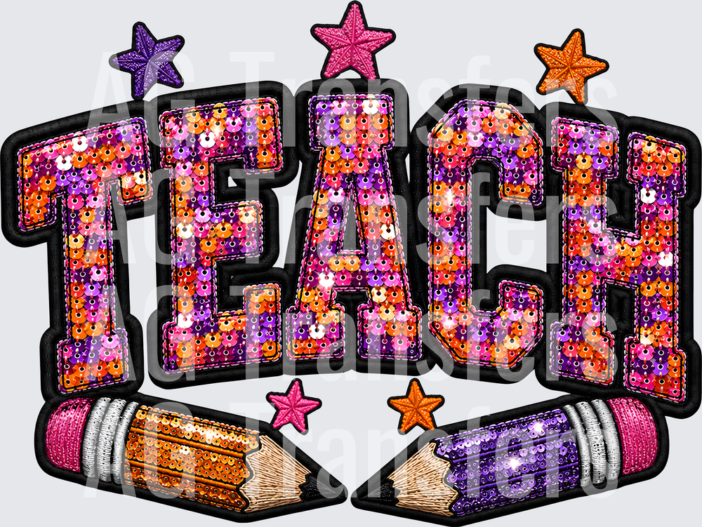 TEACH FAUX SEQUIN
