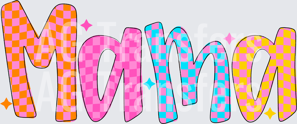 MAMA COLORFUL CHECKERED DOODLE